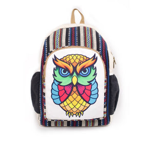 3-D  COLORED OWL HEMP BACKPACK - 48 L Laptop Office/School/Travel Backpack- Fits Up to 17.3 Inch Laptop Notebook (Both Male and Female)