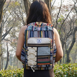 Vintage Multi color Four-Zip HEMP BACKPACK - 48 L Laptop Office/School/Travel Backpack- Fits Up to 17.3 Inch Laptop Notebook (Both Male and Female)