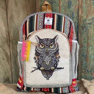 3-D HIMALAYAN OWL HEMP BACKPACK - 48 L Laptop Office/School/Travel Backpack- Fits Up to 17.3 Inch Laptop Notebook (Both Male and Female)