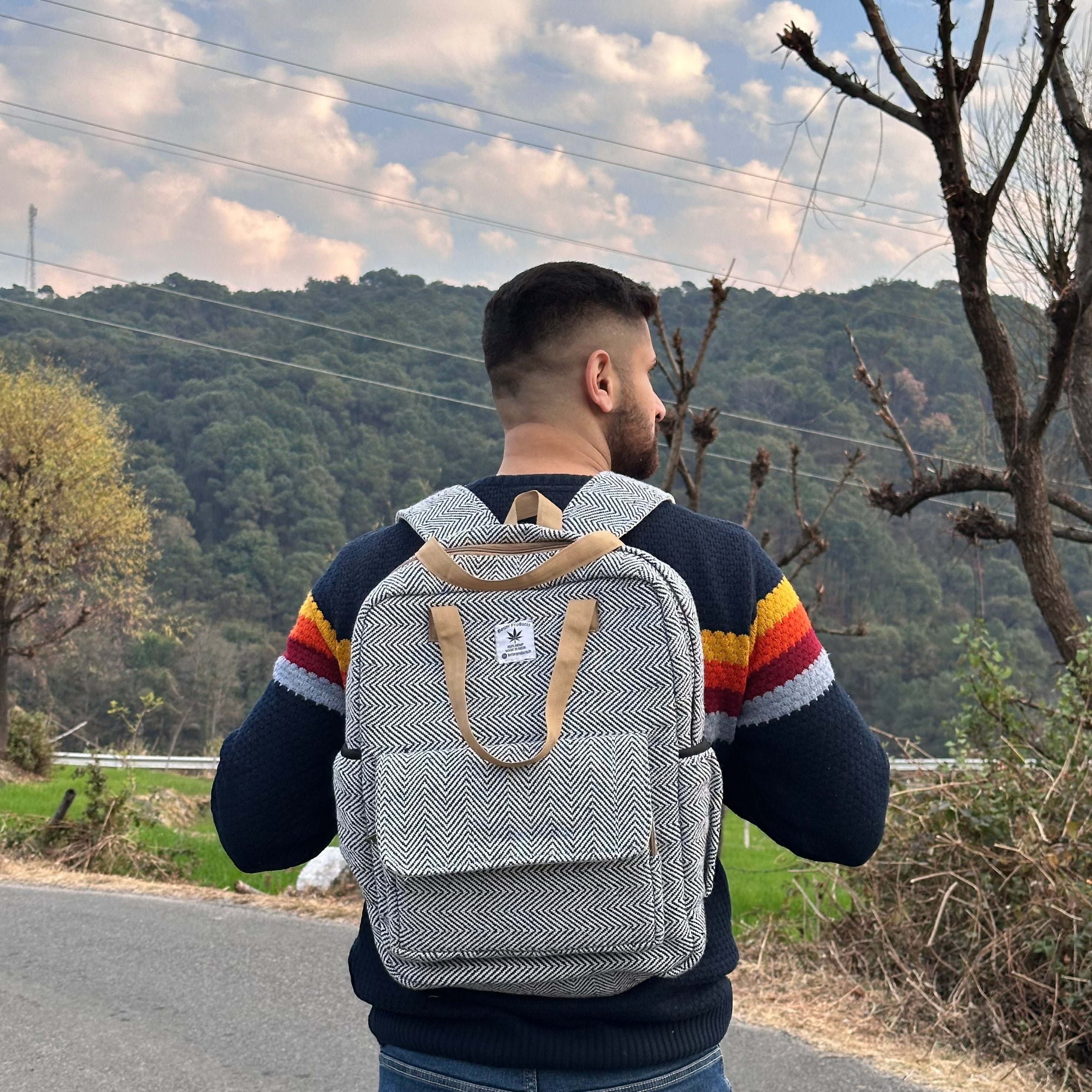 Ash Grey Color  HEMP BACKPACK - 48 L Laptop Office/School/Travel Backpack- Fits Up to 17.3 Inch Laptop Notebook Both for (male and female)