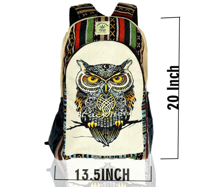 3-D HIMALAYAN OWL HEMP BACKPACK - 48 L Laptop Office/School/Travel/Business Backpack- Fits Up to 17.3 Inch Laptop Notebook