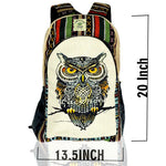 3-D HIMALAYAN OWL HEMP BACKPACK - 48 L Laptop Office/School/Travel/Business Backpack- Fits Up to 17.3 Inch Laptop Notebook