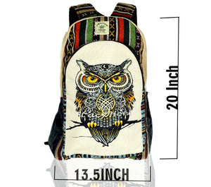 3-D HIMALAYAN OWL HEMP BACKPACK - 48 L Laptop Office/School/Travel/Business Backpack- Fits Up to 17.3 Inch Laptop Notebook